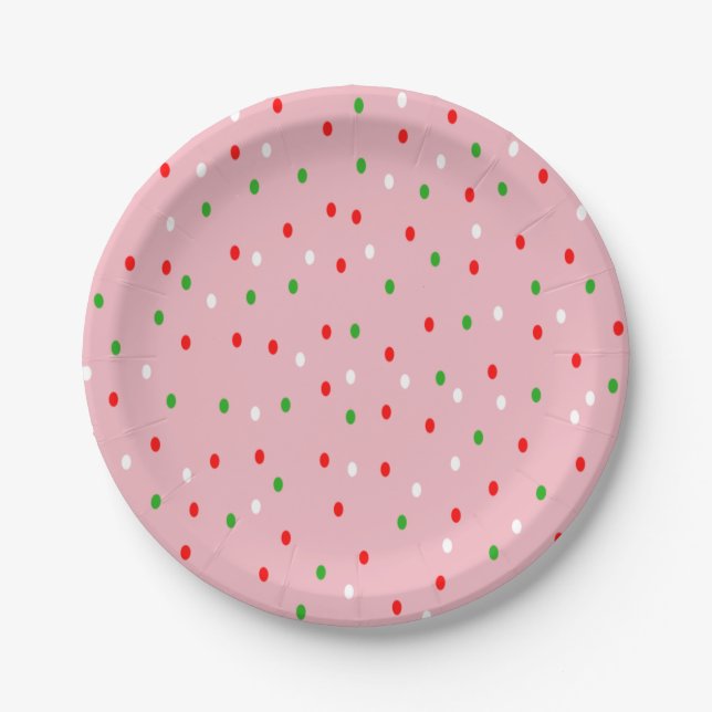 Contemporary Christmas Polka Dots  Paper Plates (Front)