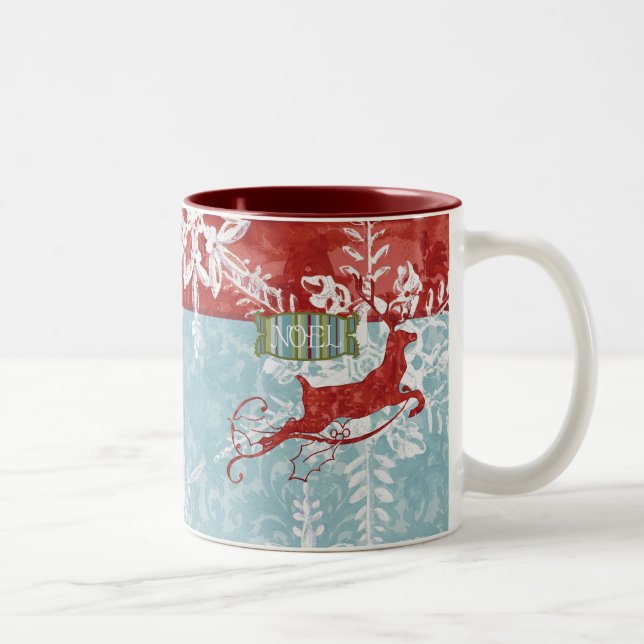 Contemporary Christmas Reindeer Noel Coffee Cup (Right)