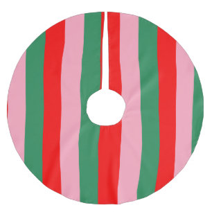 Contemporary Christmas Stripes Brushed Polyester Tree Skirt