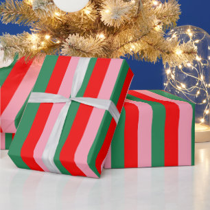 Contemporary Christmas Stripes Wrapping Paper