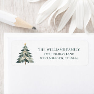 Contemporary Christmas Tree Address Label