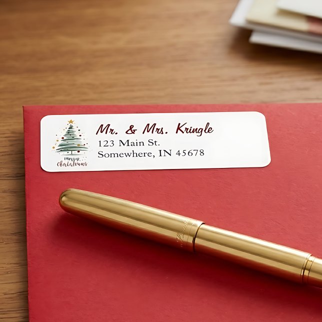 Contemporary Christmas Tree Return Address  Label (Creator Uploaded)