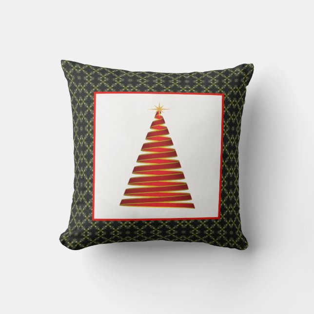 Contemporary Christmas Tree Throw Pillow (Front)