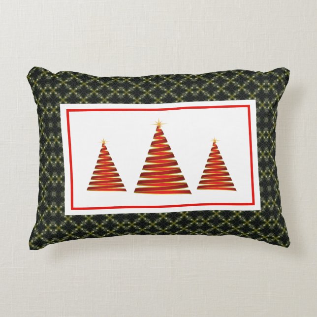 Contemporary Christmas Tree Trio Accent Pillow (Front)