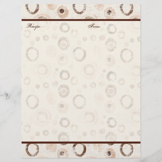 Contemporary Circles  Wedding Gift Recipe Pages (Front)