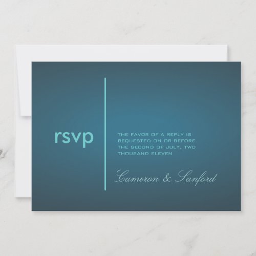 Contemporary  classyteal blue RSVP card