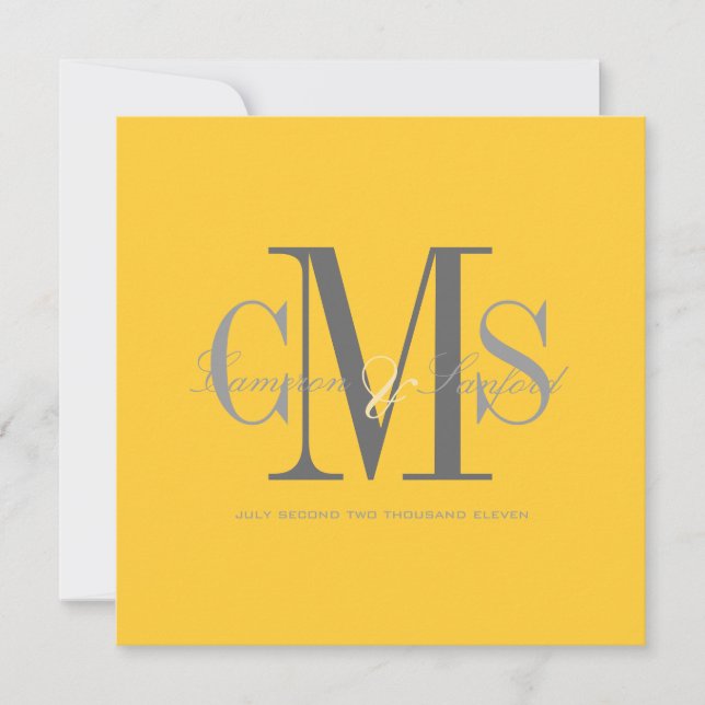 Contemporary + classy/yellow + grey invitation (Front)