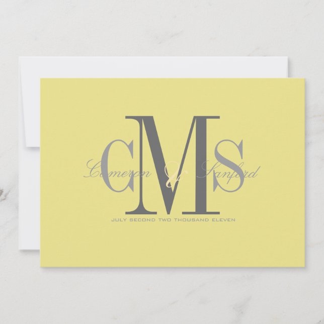Contemporary + classy/yellow + grey invitation (Front)