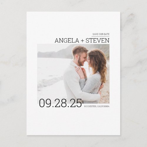 Contemporary Clean Minimalist Save the Date Photo Announcement Postcard