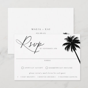 Contemporary Coastal Chic Meal Choice Wedding RSVP Card