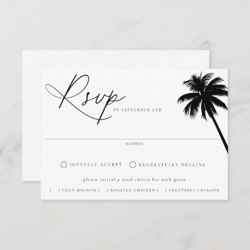 Contemporary Coastal Chic Meal Choice Wedding RSVP Card