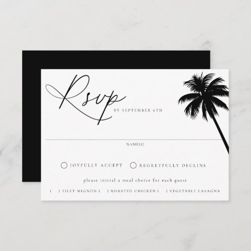 Contemporary Coastal Chic Meal Choice Wedding RSVP Card