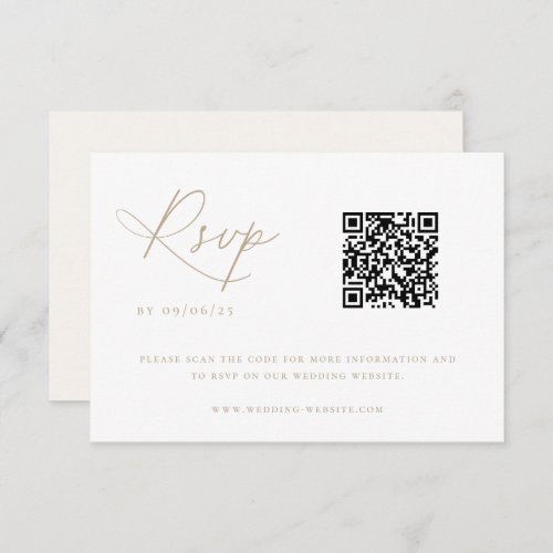 Contemporary Coastal Chic Wedding QR Code RSVP Card