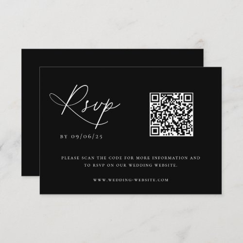 Contemporary Coastal Chic Wedding QR Code RSVP Card