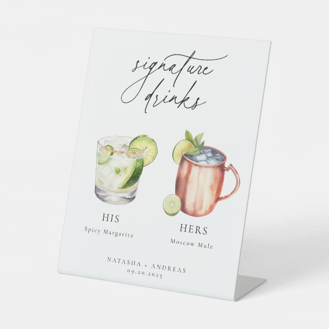 Contemporary Cocktails Signature Drinks Pedestal Sign (Front)