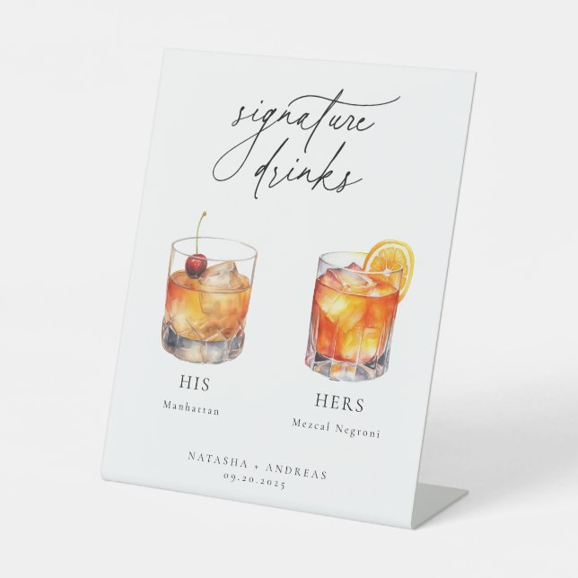 Contemporary Cocktails Signature Drinks Pedestal Sign (Front)