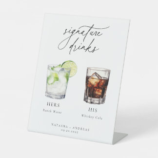 Contemporary Cocktails Signature Drinks Pedestal Sign