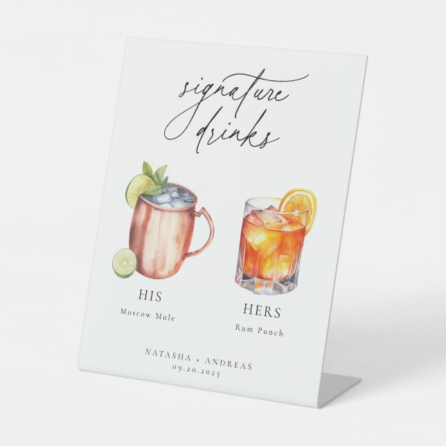 Contemporary Cocktails Signature Drinks Pedestal Sign (Front)