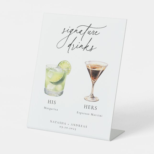Contemporary Cocktails Signature Drinks Pedestal Sign (Front)