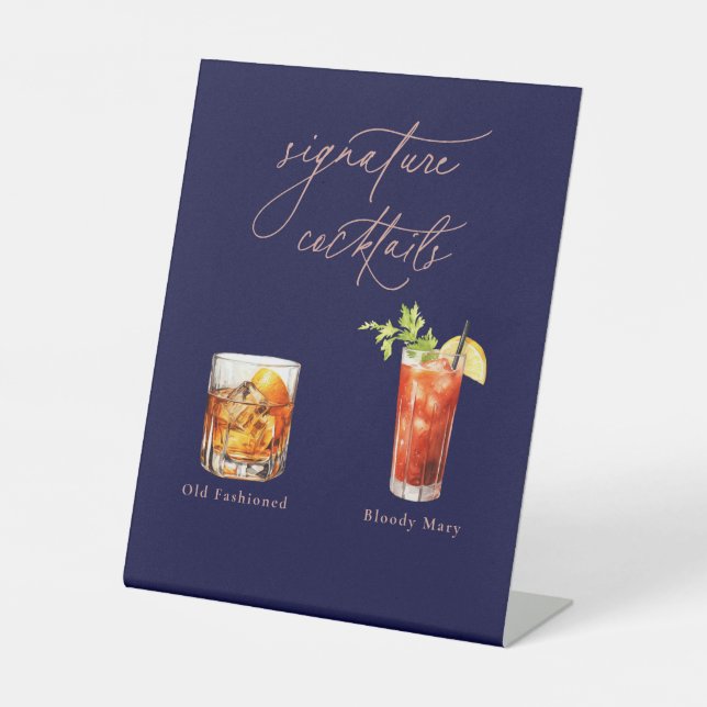 Contemporary Cocktails Signature Drinks Pedestal Sign (Front)
