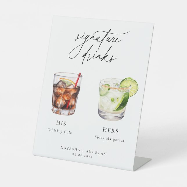 Contemporary Cocktails Signature Drinks Pedestal Sign (Front)