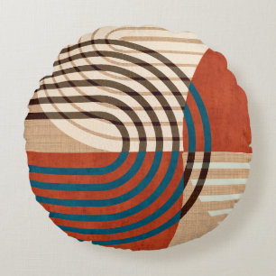 Contemporary collage wall art retro prints set. Fo Round Pillow