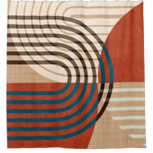 Contemporary collage wall art retro prints set. Fo Shower Curtain