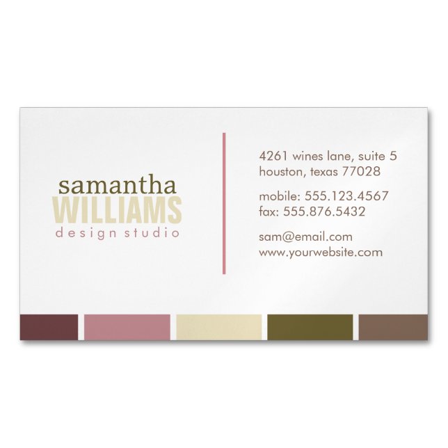 Contemporary Color Blocks Business Card Magnet (Front)