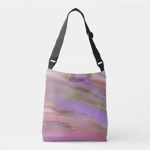 Contemporary Color Brushstroke Abstract Art Name Crossbody Bag