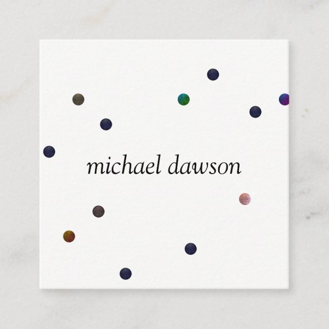 Contemporary Colored Dots Square Business Card (Front)