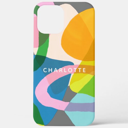 Contemporary Colorful Abstract Art Shapes Name iPhone 12 Pro Max Case