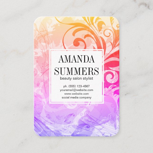 Contemporary Colorful Artistic Business Card (Front)