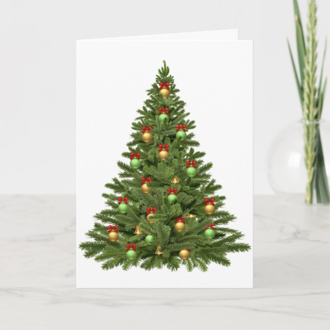 Contemporary Colorful Christmas Tree Holiday Card (Front)