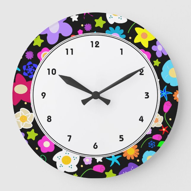 Contemporary Colorful Floral wall clock (Front)