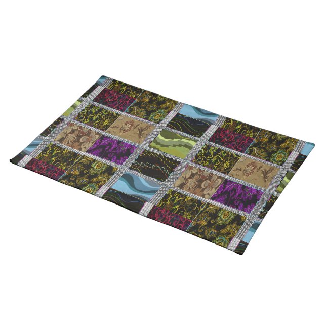 Contemporary Colorful Geometric Patchwork  Cloth Placemat (On Table)