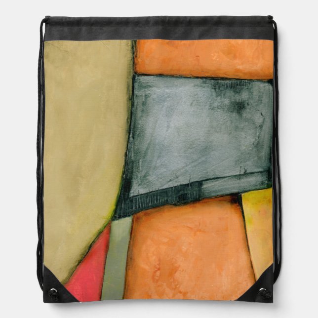 Contemporary Colorful Geometric Shapes Drawstring Bag (Front)