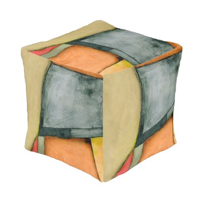 Contemporary Colorful Geometric Shapes Pouf