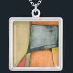 Contemporary Colorful Geometric Shapes Silver Plated Necklace<br><div class="desc">This contemporary painting by Jennifer Goldberger is full of colorful geometric shapes. The style of the work makes it look like it was woven together from different bits of cloth. Order your copy of this piece today!</div>