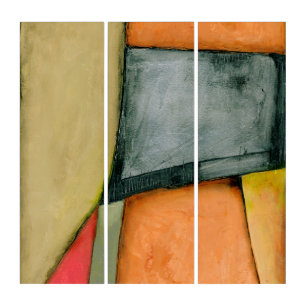 Contemporary Colorful Geometric Shapes Triptych