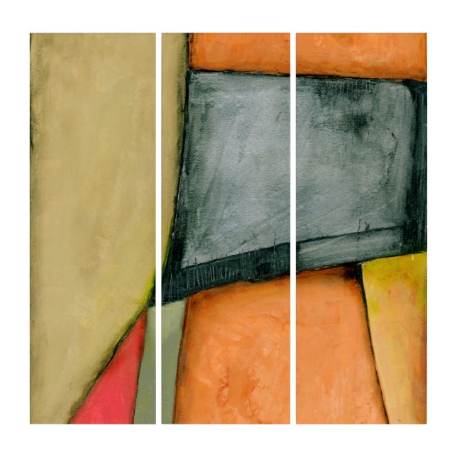 Contemporary Colorful Geometric Shapes Triptych (Front)