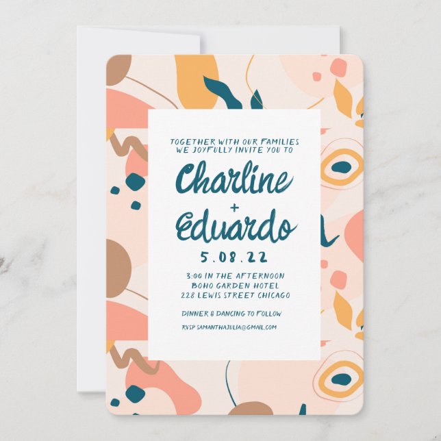 Contemporary Colorful Pastel ModernWedding  Invitation (Front)