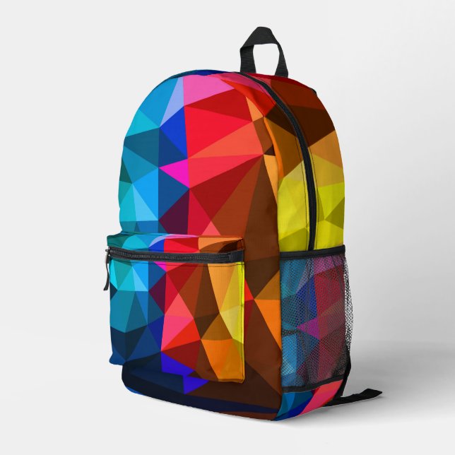 Contemporary Colorful Triangle Abstract Printed Backpack (Back Corner Right)