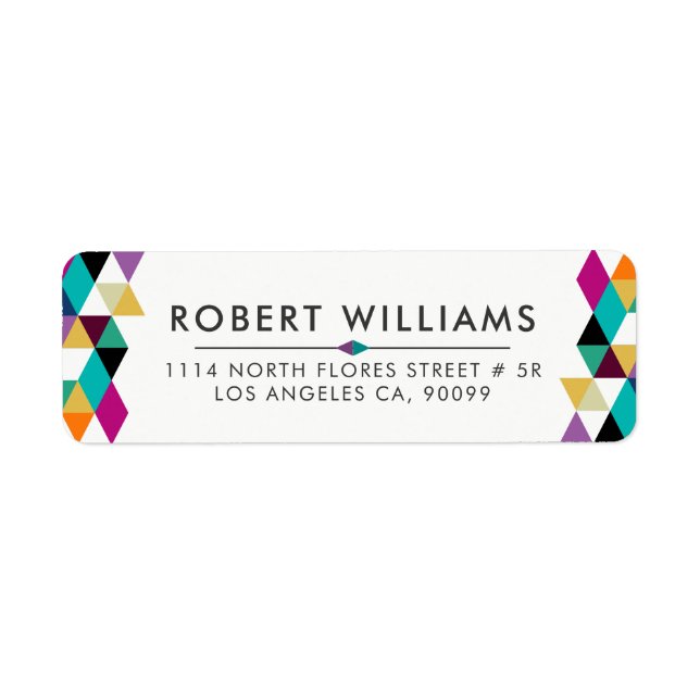 Contemporary Colorful Triangles Label (Front)