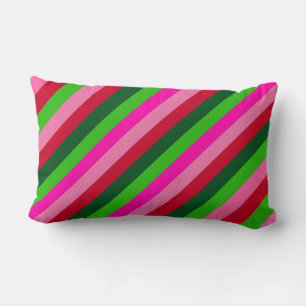 Contemporary Colors Christmas Stripes Lumbar Pillow