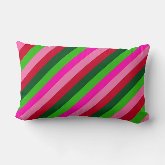 Contemporary Colors Christmas Stripes  Lumbar Pillow (Back)