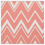 Contemporary coral and white chevron pattern fabric