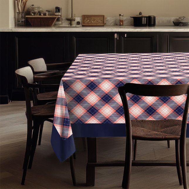 Contemporary Coral Navy Tablecloth Sleek and Bold (Contemporary Coral Navy Tablecloth Sleek and Bold)