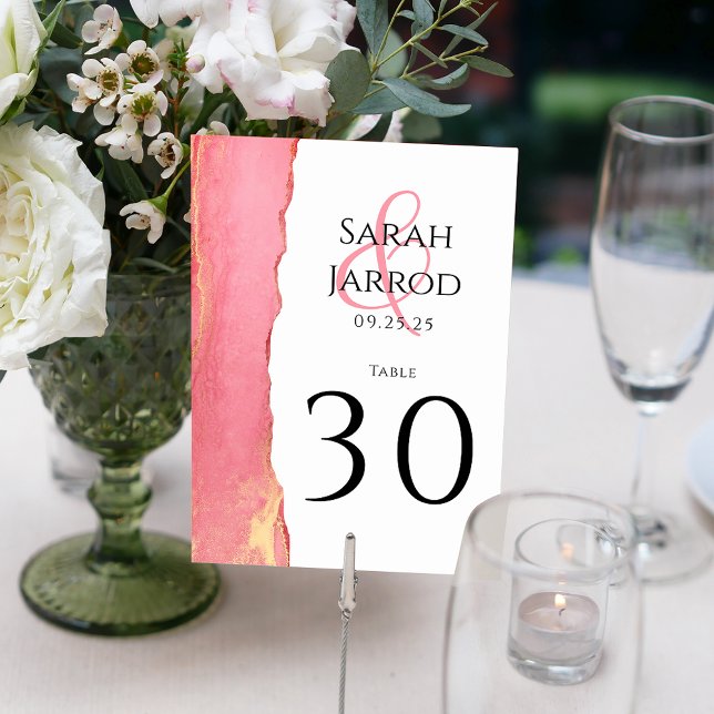 Contemporary Coral Pink Wedding Table Number (Creator Uploaded)