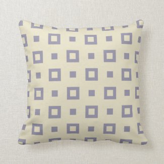 Contemporary Cornsilk Gray Square Pattern Throw Pillow