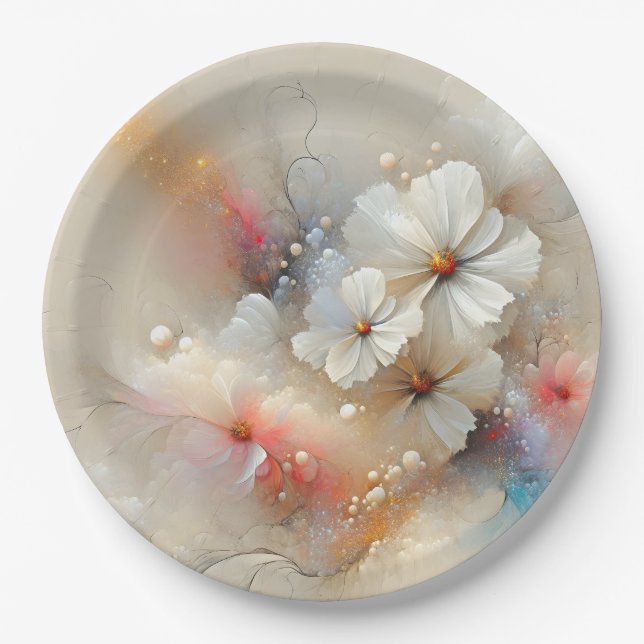 Contemporary Cosmos Abstract Design Paper Plates (Front)